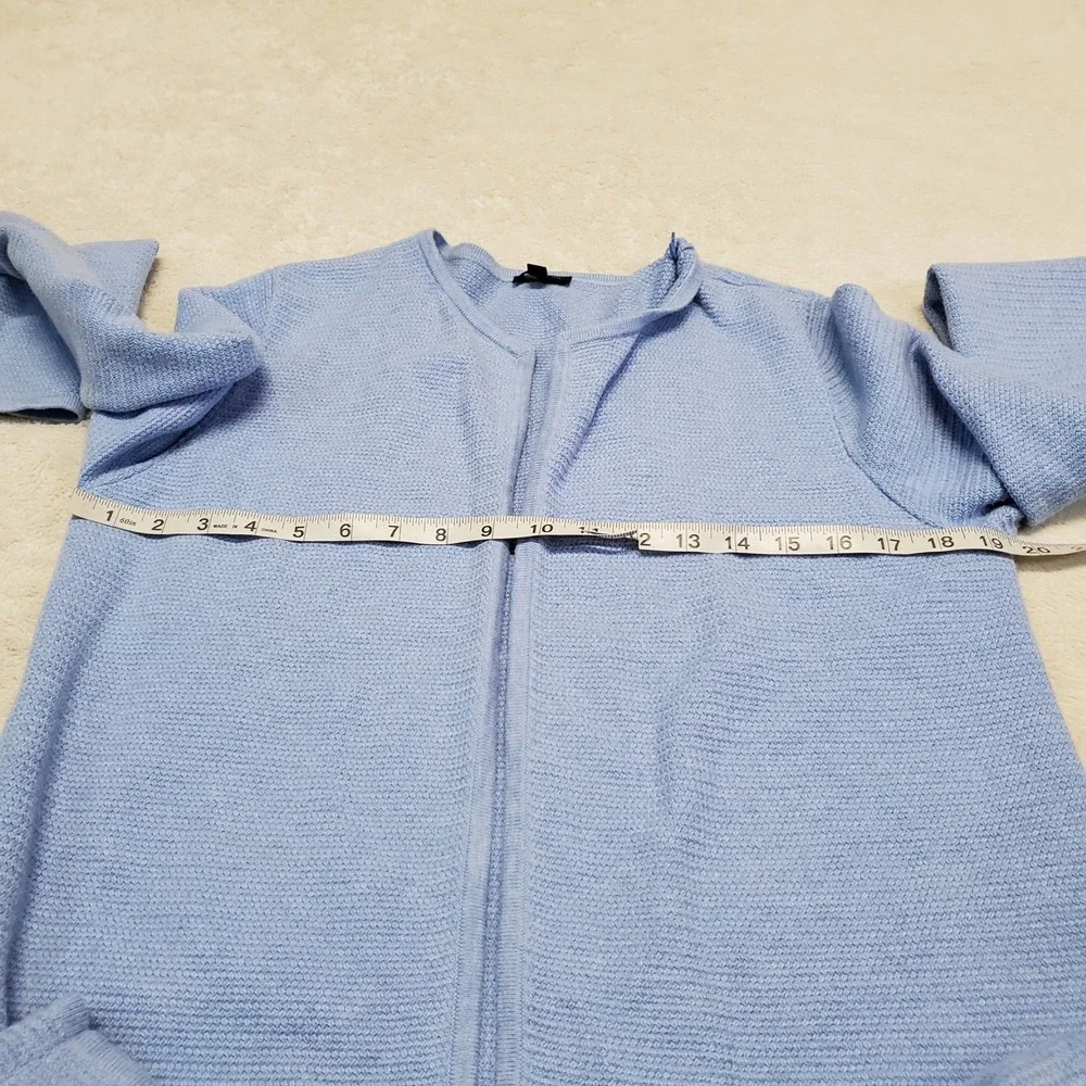 Talbots Blue Weave Knit Open‎ Drape Long Cardigan Medium Staple Classic Casual
